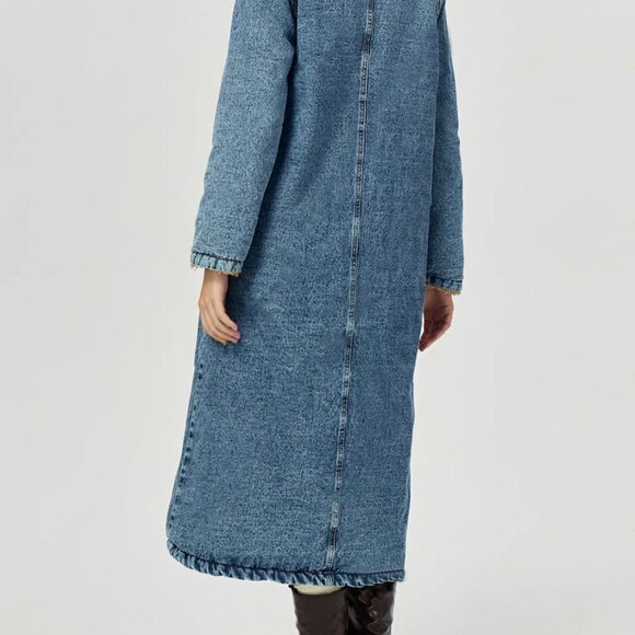 KayBee Pocketed Button Up Denim Jacket with Faux Fur Lining - Picture 3 of 5